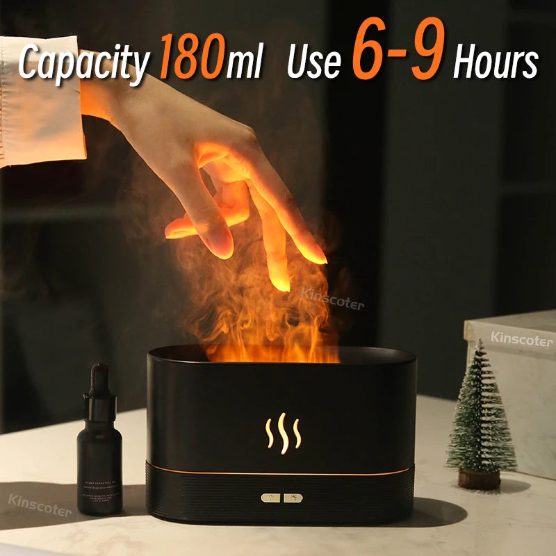 KINSCOTER – diffuseur d'arôme, humidificateur d'air ultrasonique à brume fraîche, brumisateur Led, lampe à flamme d'huile essentielle