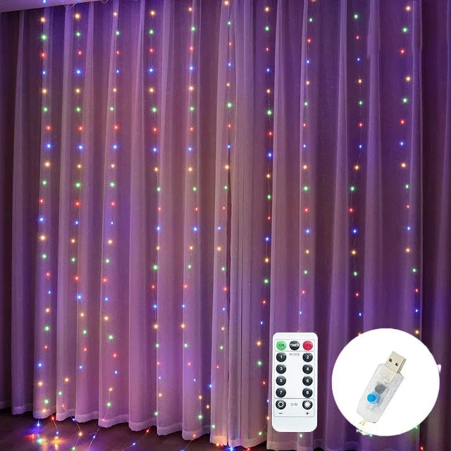 USB chaîne lumières vacances mariage fée guirlande lumineuse lumières pour chambre 3/4/6M télécommande rideau LED décoration de noël