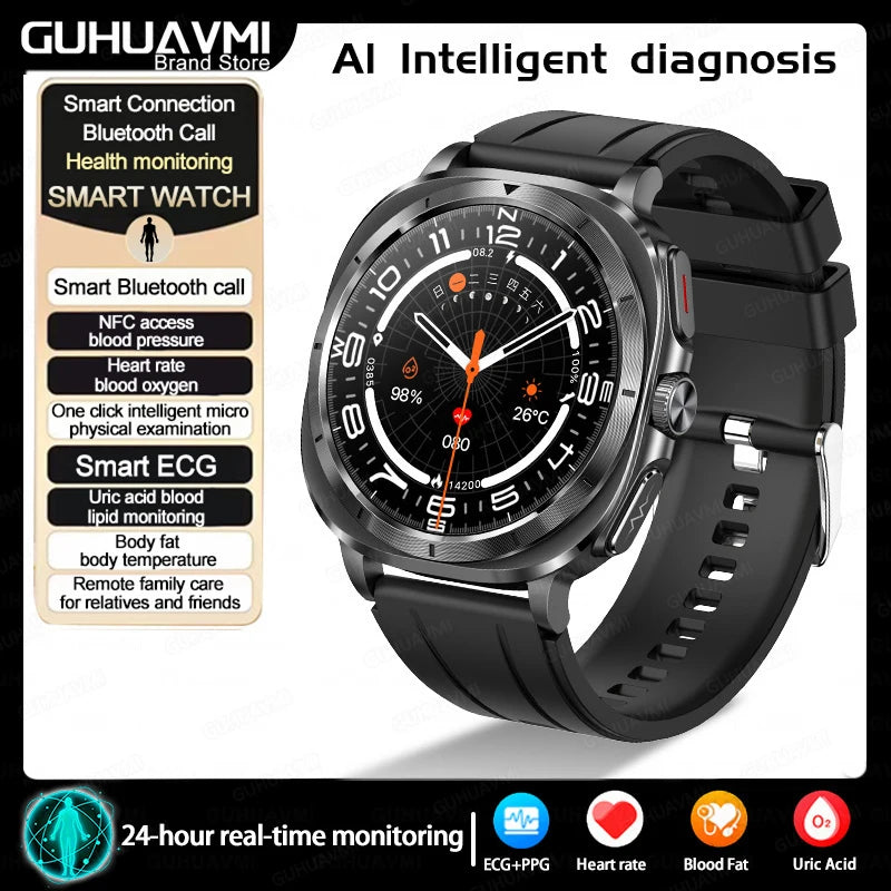2025 nouveau pour Samsung Galaxy montre 7 acide urique pression artérielle oxygène sanguin analyse du corps montre intelligente ECG + PPG horloge Smartwatch hommes