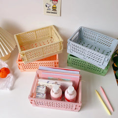 Caisse de rangement pliable en plastique, panier pliable, empilable, mignon, maquillage, bijoux, jouets, boîtes pour boîte de rangement, organisateur Portable