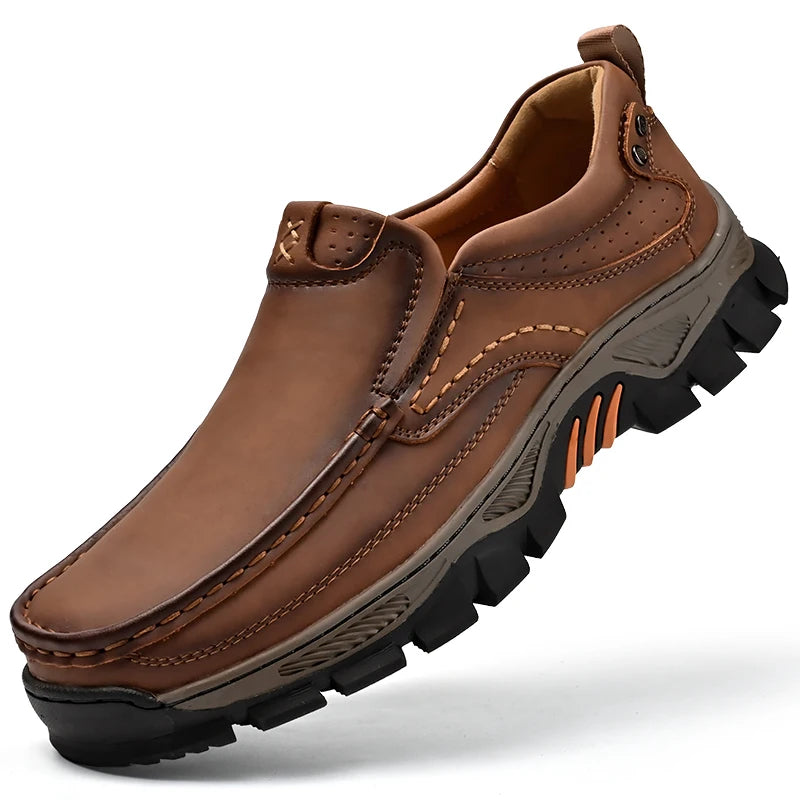 Mocassins en cuir de Style rétro pour hommes, chaussures confortables et décontractées, respirantes, pour la conduite, pour voyage, escalade, Camping