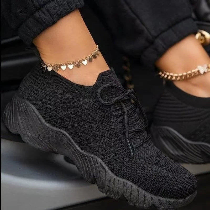 maille respirante femmes casual baskets lacets vulcanisés chaussures dames plate-forme baskets femmes chaussures plus taille zapatos de mujer