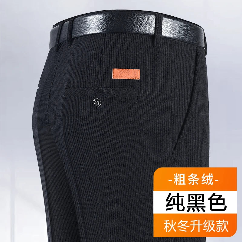 Pantalon en velours côtelé 2024 coton pour hommes, tissu doux et confortable, jogging pour hommes d'âge moyen, papa mari, pantalon de bureau quotidien