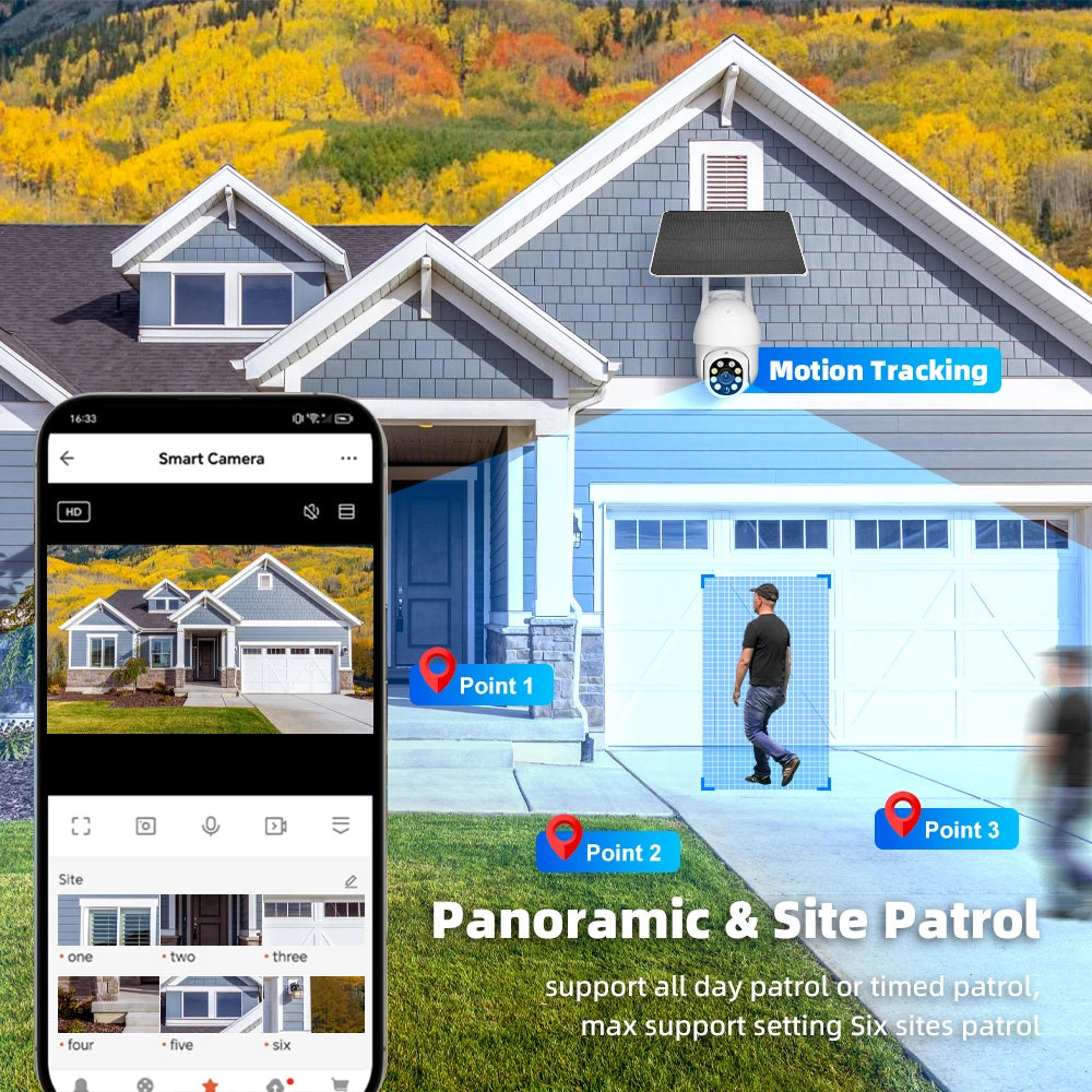 Tuya Smart Life APP 3MP WiFi batterie solaire suivi de mouvement Site patrouille PIR Surveillance sécurité extérieure PTZ couleur lumière caméra
