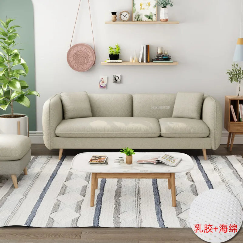 Nordic Fabric Living Room Sofas Modern Bedroom Furniture Small Apartment Sofa Home Creative Rental Room Single Double Seat Sofa