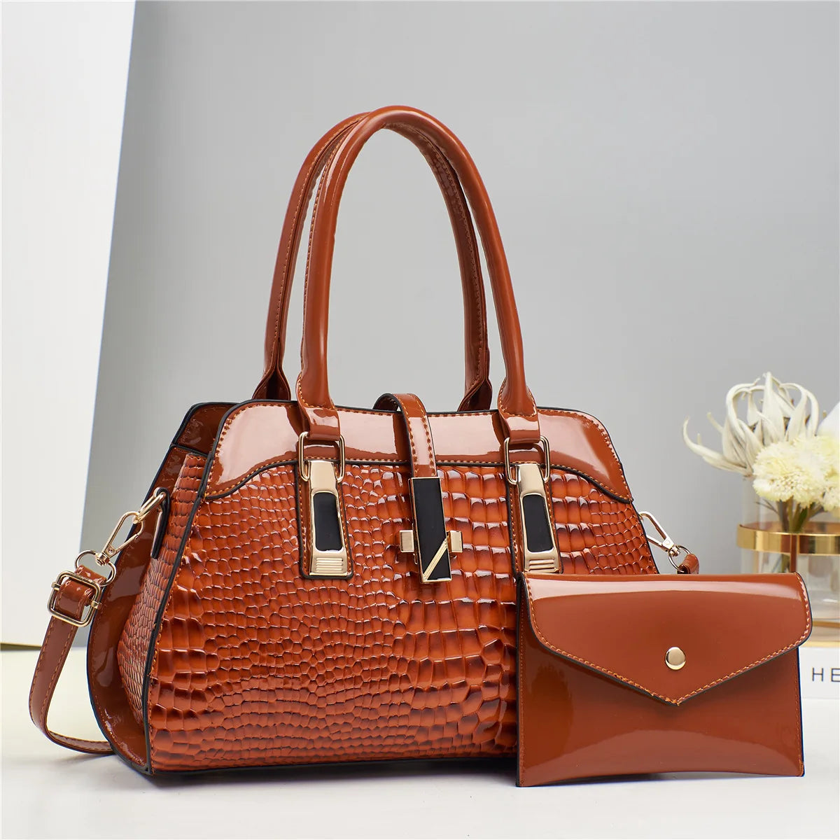 Marque de luxe Crocodile sac à main femmes sac fourre-tout en cuir brillant femmes sac à main sac à bandoulière femme sacs à poignée supérieure trajet Shopping