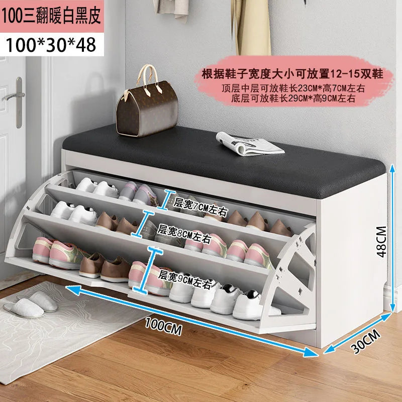 Porche entrée chaussure chaise rembourré salon maison rabat étagère à chaussures banc avec siège armoire à chaussures multicouche