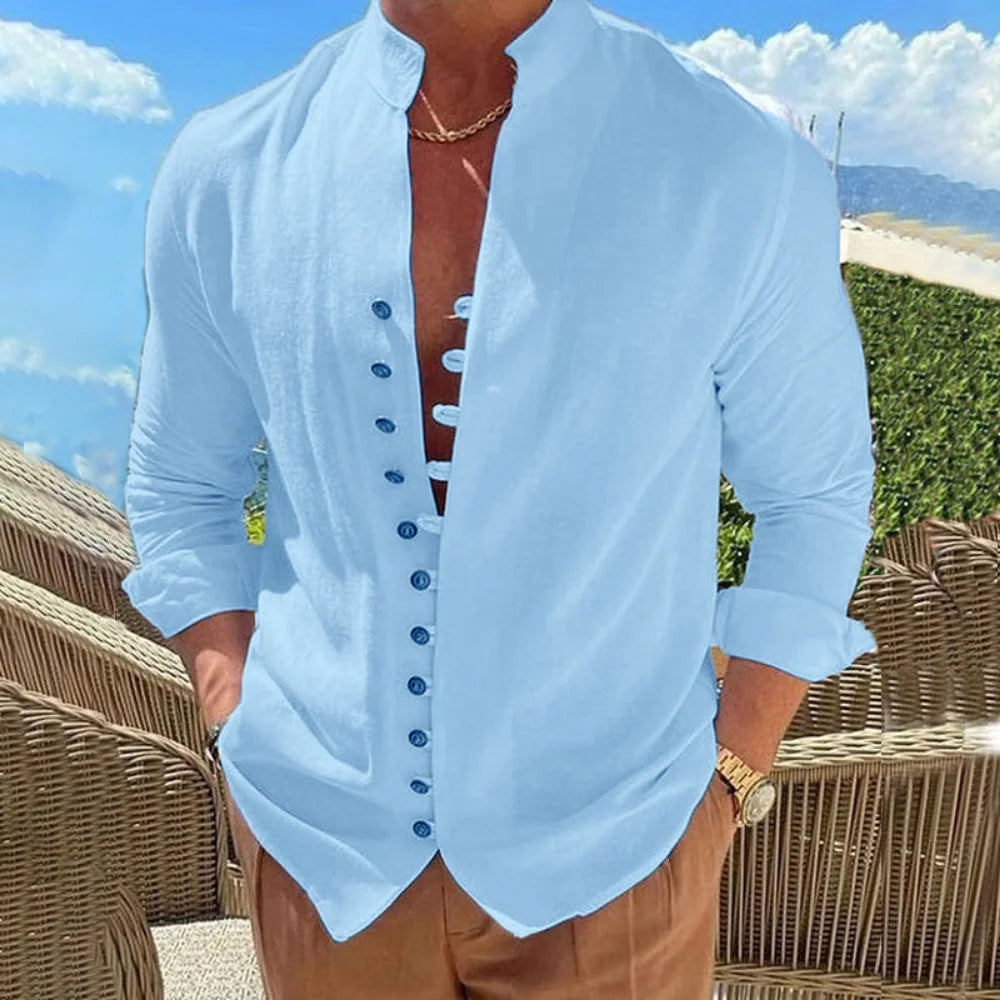 Nouveau Printemps Automne chemise décontractée lâche Hommes Couleur Unie Chemise À Manches Longues Chemises Boutons Vintage Grande taille