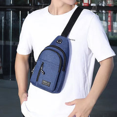 Sac pour hommes couleur unie sac de poitrine pour hommes en plein air décontracté à la mode petit cartable toile sac à main fermeture éclair messager sacs de mode