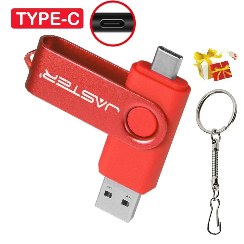TYPE-C clé USB 128GB capacité réelle clé USB 64GB porte-clés gratuit clé mémoire cadeau d'affaires créatif rouge U disque bleu 32G