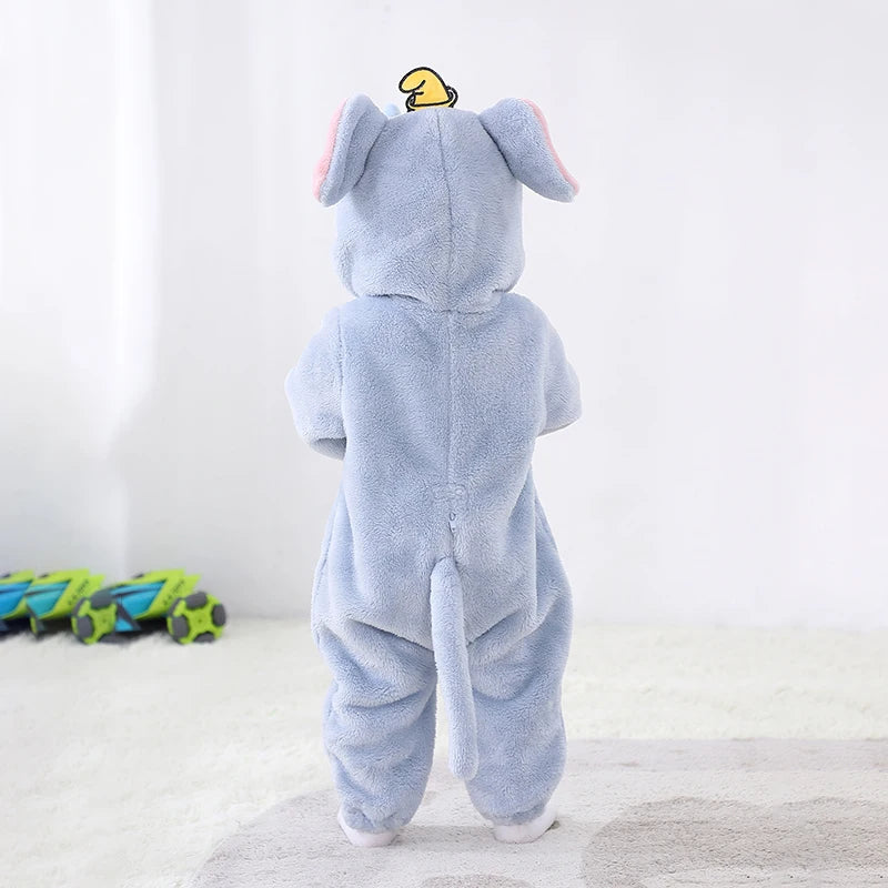 Kigurumis joli éléphant nouveau-né bébé vêtements body hiver flanelle garçons filles barboteuse chaud Cosplay Costume tenue à capuche
