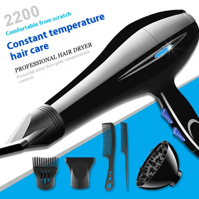 Sèche-cheveux ionique professionnel, chauffage rapide, chaud et froid, réglage, soufflage d'air, collecte d'air, injuste, 2200W