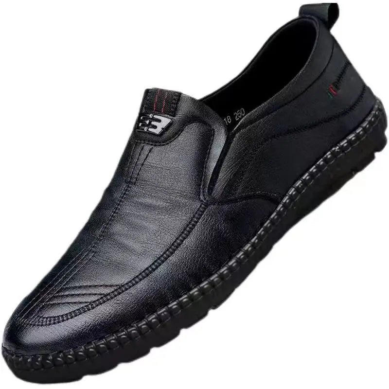 Mocassins en cuir PU pour hommes, chaussures plates de marche antidérapantes, respirantes, décontractées, pour le travail, le bureau, la conduite, baskets2