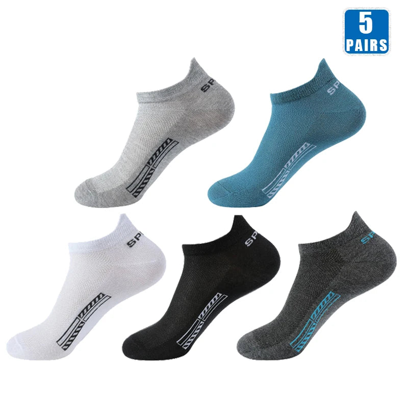 5 Pairs Cotton Short Socks for Male High Quality Women's Low-Cut Crew Ankle Sports Mesh Breathable Summer Casual Soft Men Sock
