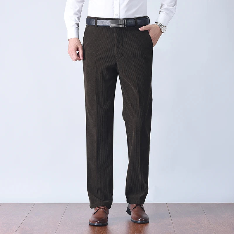 Pantalon en velours côtelé 2024 coton pour hommes, tissu doux et confortable, jogging pour hommes d'âge moyen, papa mari, pantalon de bureau quotidien