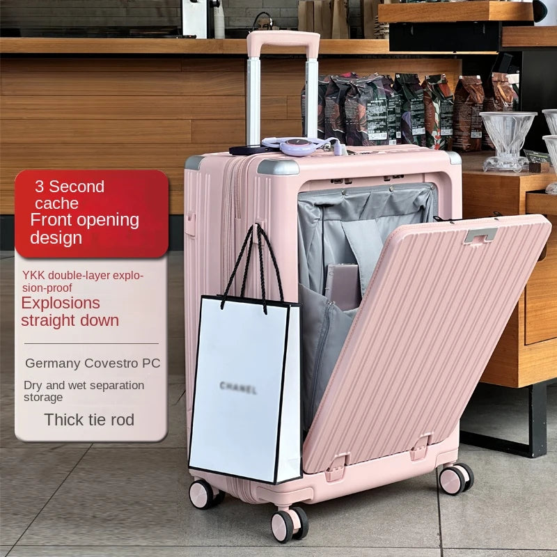 LIGHTGO  Front Open Luggage Business Travel Bag Expandable Large Capacity Travel Case for Men and Women with Pull Handle