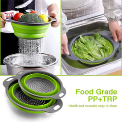 Panier égouttoir pliant en Silicone, 2 pièces, passoire pliable pour fruits et légumes, passoire de cuisine pour aliments, pâtes, ustensiles de cuisine, dispositif de vidange