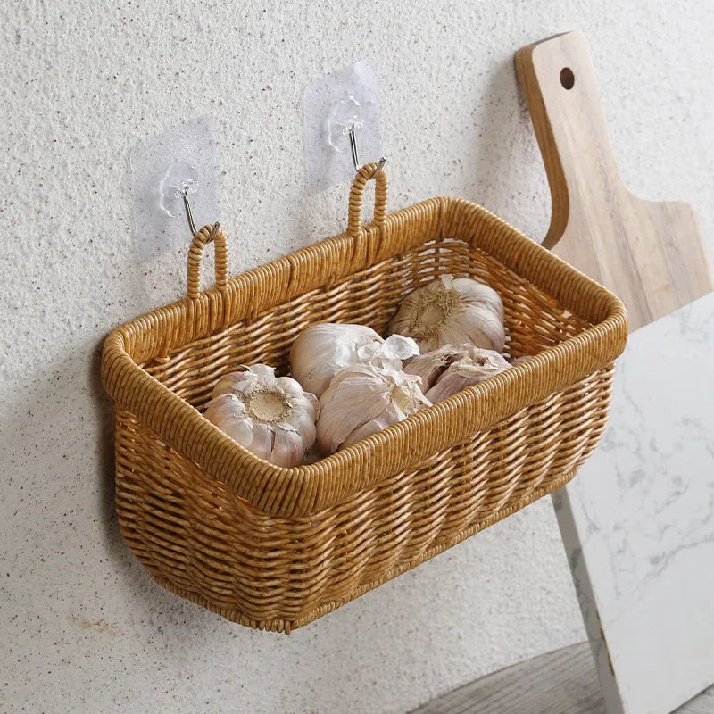 Panier de rangement mural suspendu, panier décoratif tissé à la main, panier de rangement de cuisine pour Pot de fleur de jardin, salon