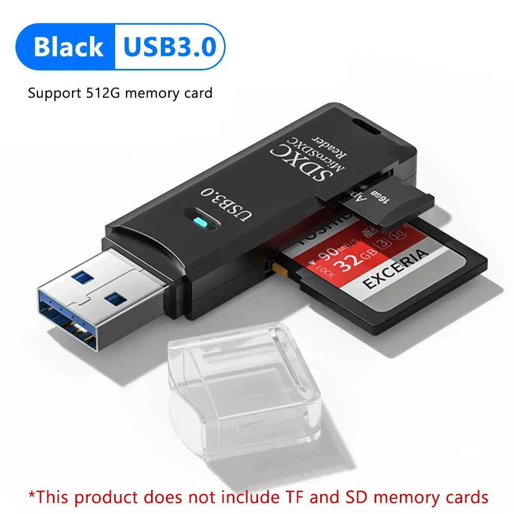 Lecteur de carte 2 en 1 USB 3.0 Micro TF lecteur de mémoire de carte SD adaptateur d'écriture multi-cartes haute vitesse clé USB accessoires pour ordinateur portable
