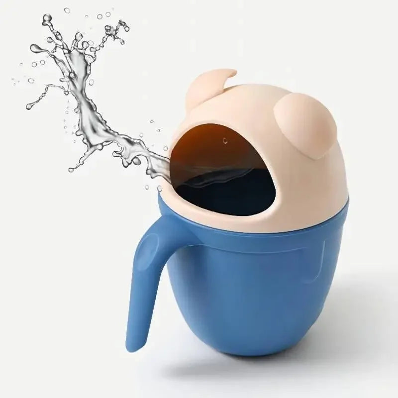 Outil de bain pour enfants, bonnet de bain cochon de dessin animé pour bébé, tasse de shampoing mignonne pour tout-petits, cuillère de lavage des cheveux, tasse de douche en Silicone souple pour nourrissons