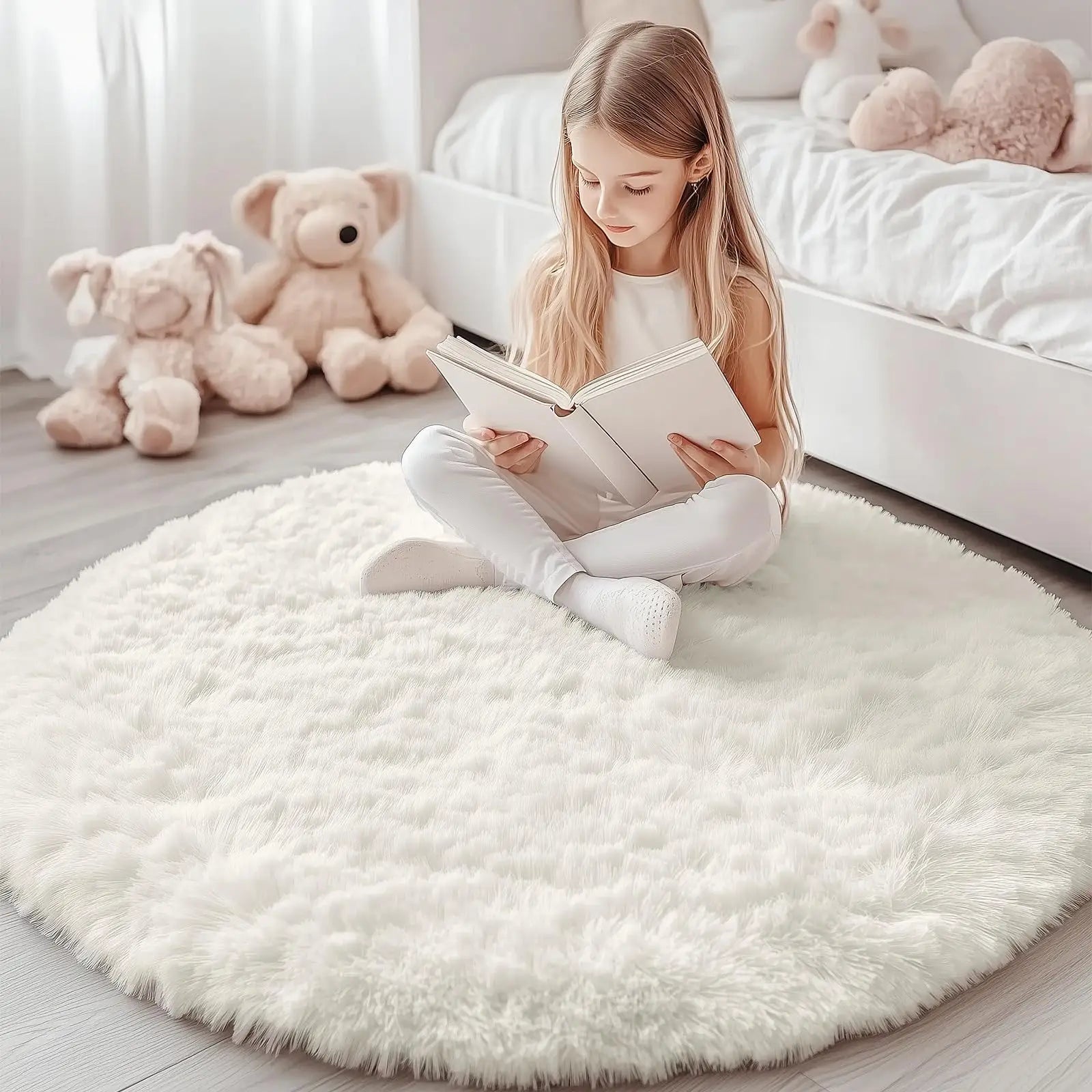 Olanly nouveaux tapis ronds en peluche pour salon tapis de chambre antidérapants tapis ronds lavables en Machine pour enfants décor à la maison esthétique