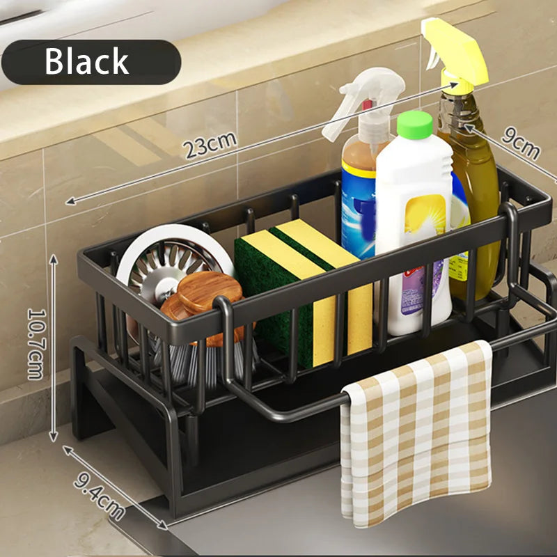 Égouttoir de cuisine, étagère à éponge, panier de chiffon d'évier domestique, éponge de vaisselle, égouttoir de serviettes, étagère en plastique, accessoires de salle de bains