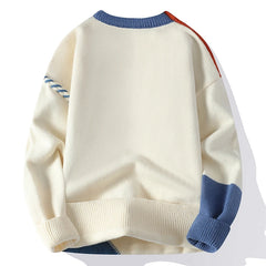 Automne hiver chaud hommes chandails tricotés mode Patchwork col rond tricot pulls coréen Streetwear pull décontracté hommes vêtements