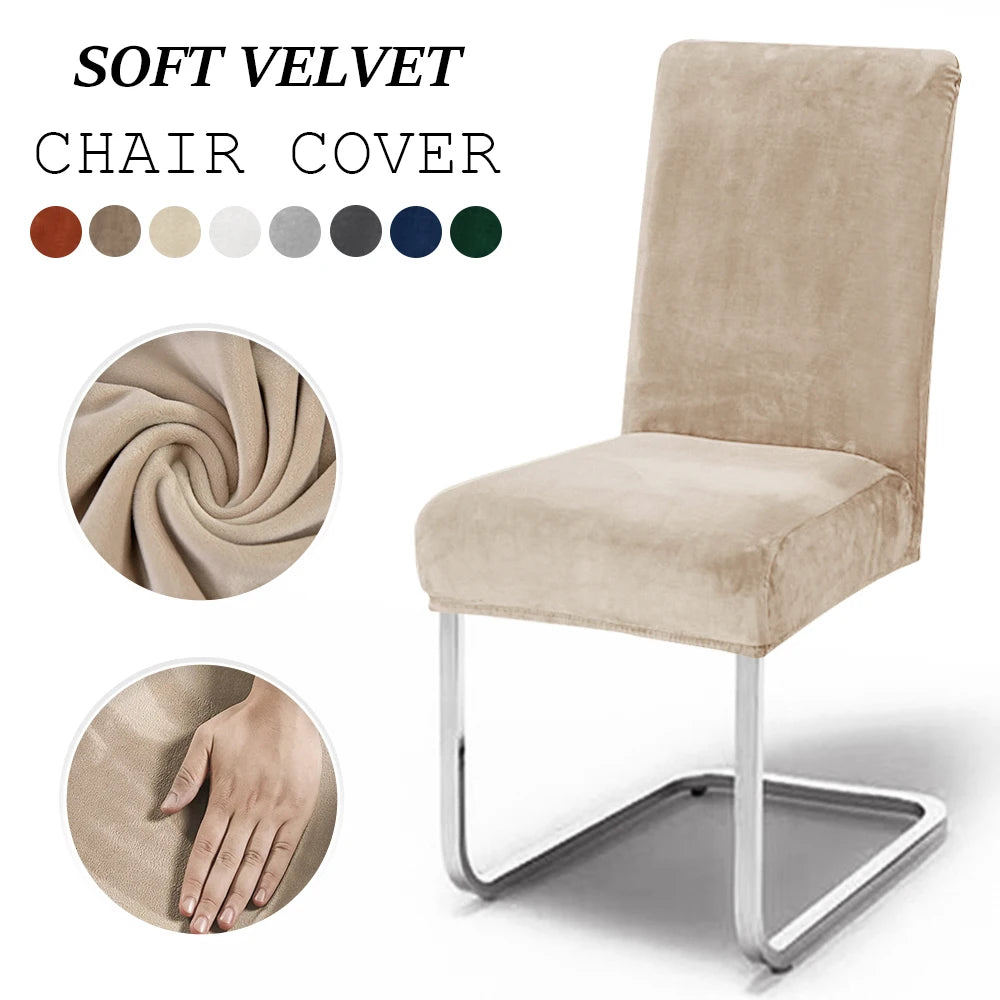 Housses de chaise en velours doux, épais, couleur unie, housse de siège extensible pour salle à manger, bureau, Banquet, Restaurant, 1 pièce