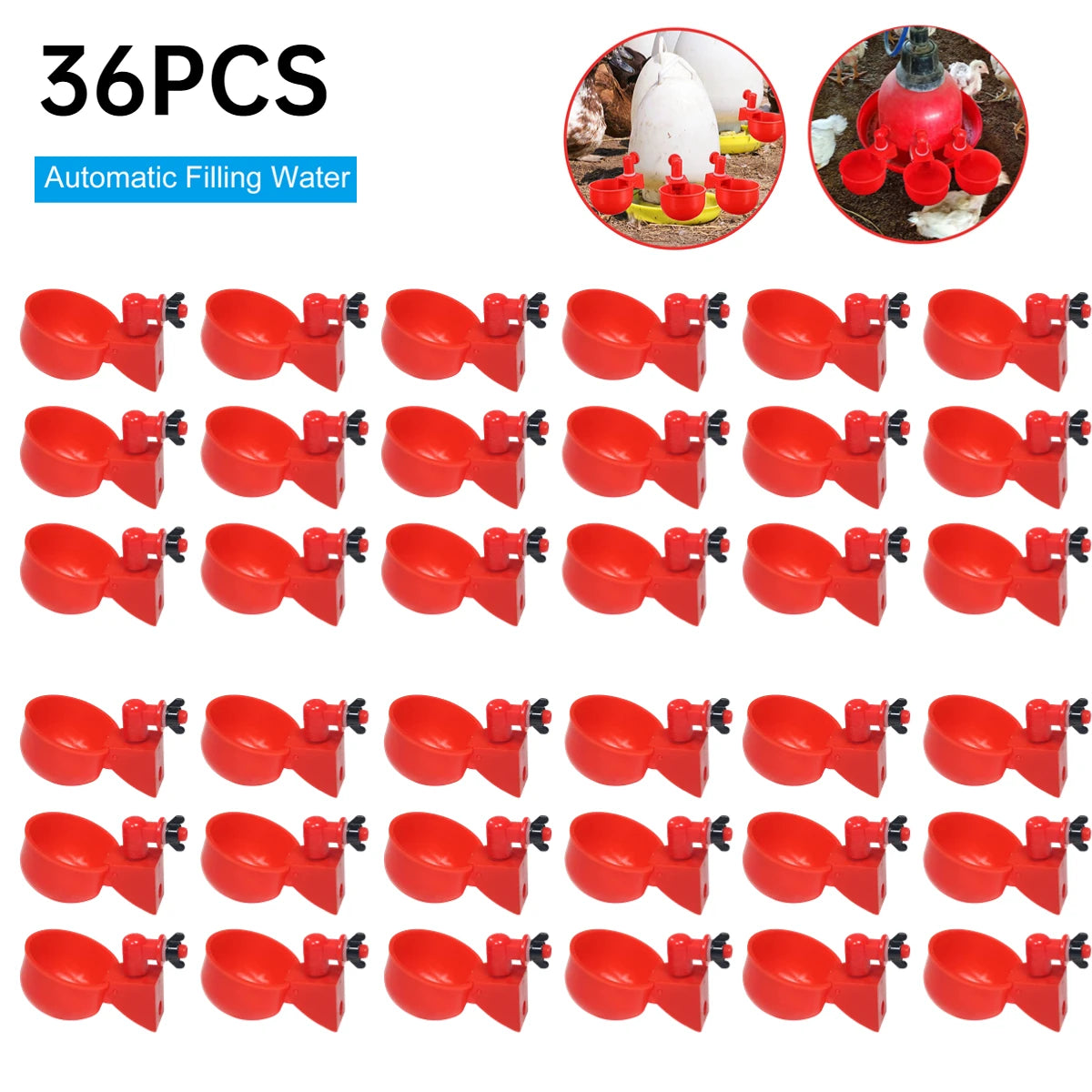 Mangeoire automatique jetable pour volaille, gobelet à boire, abreuvoir pour poussins, canard, oie, caille, 36-1 pièces