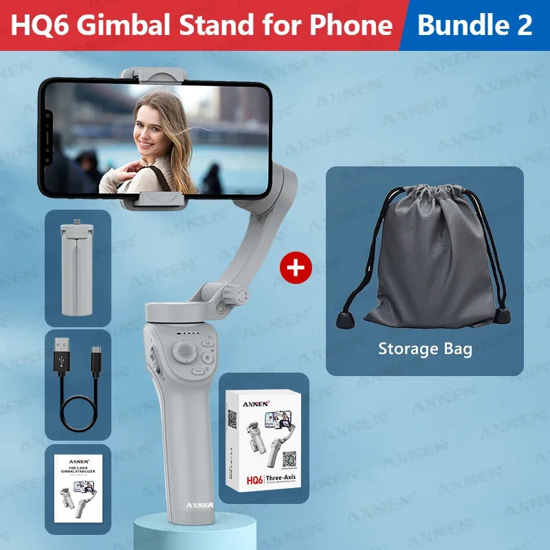 Handheld 3-Axis Smartphone Gimbal Stabilizer with Anti-Shake, Built-in Fill Light, Ideal for iPhone Android Vlogging and Tiktok