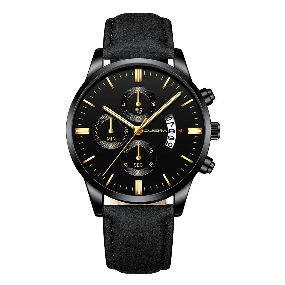 Business Men's Watch Brand Luxury Male Quartz Watches Minimalist Casual Leather Strap Digital Calendar Wristwatch Men Clock