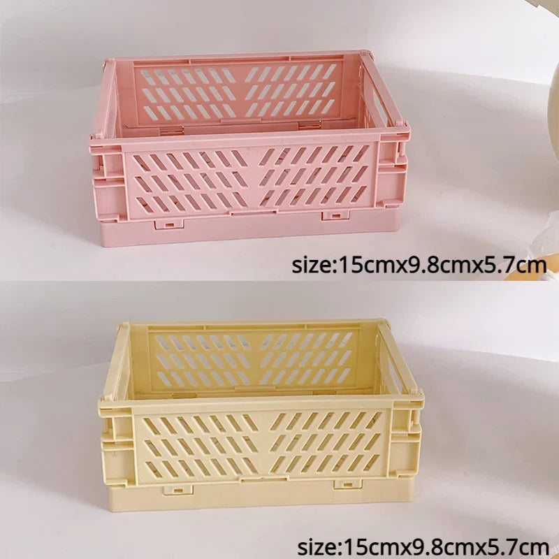 Caisse de rangement pliable en plastique, panier pliable, empilable, mignon, maquillage, bijoux, jouets, boîtes pour boîte de rangement, organisateur Portable