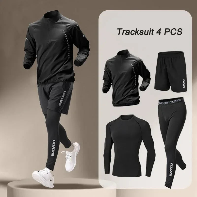 Veste à séchage rapide pour hommes, costume 1-4 pièces, ensembles de course, Fitness en plein air, pantalons de Jogging, vêtements d'entraînement, automne 2025