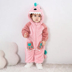 Joli dinosaure nouveau-né bébé fille vêtements body en peluche doux chaud enfant en bas âge combinaison Halloween enfant infantile pyjamas salopette fermeture éclair
