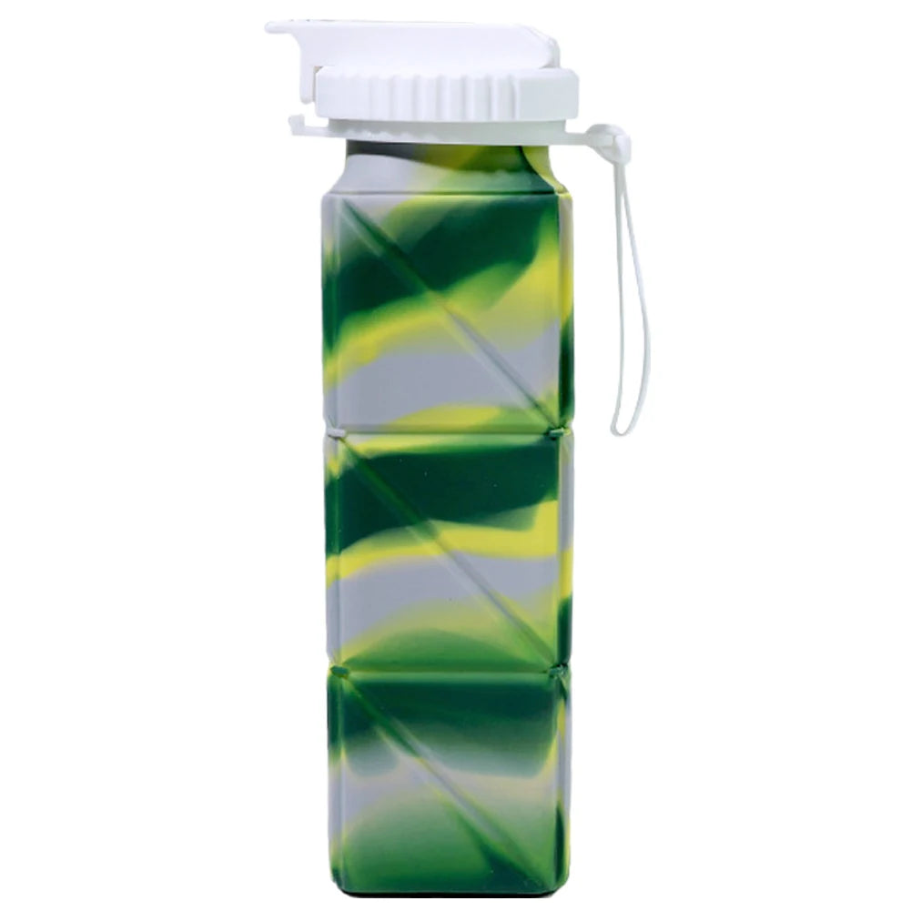 620ml Collapsible Water Bottle Silicone Water Bottle BPA Free Foldable Water Bottle with Straw for Camping Hiking Running