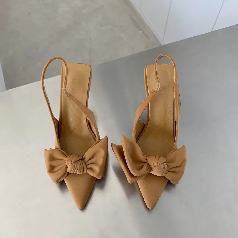 Femmes chaussures 2024 printemps nouveau papillon noeud femmes Slingbacks talons chaussures robe Sexy talon mince bout pointu dames talons hauts femmes