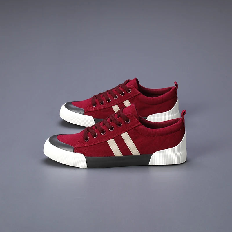 Chaussures rétro en toile rouge pour hommes, baskets plates décontractées de styliste à lacets, vulcanisées, nouvelle collection printemps été 2023