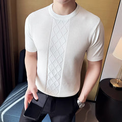 T-shirt à manches courtes et col rond pour hommes, pulls décontractés coupe couvertes, t-shirts de qualité avec tout, vêtements à la mode, 2025