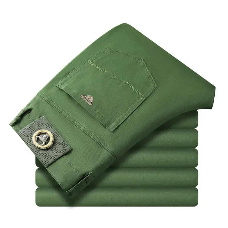 Jean extensible sept couleurs pour hommes, tendance, sauvage, Simple, 97% coton, haut de gamme, ajusté, petit pantalon droit décontracté pour hommes