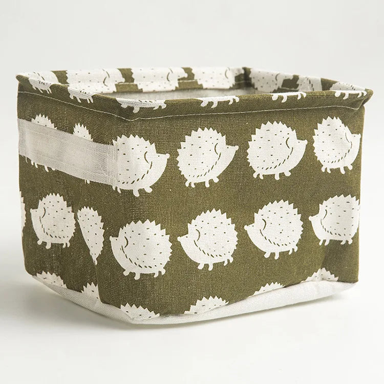 Petit panier de rangement en toile pliable avec poignée, boîte de rangement de bureau en coton et lin, petit panier de rangement étanche frais 1 pièce