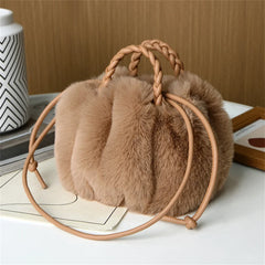 Sac à bandoulière en peluche citrouille pour femmes, fourre-tout mignon, mode automne hiver, sac à main de couleur unie, sacs à bandoulière de voyage