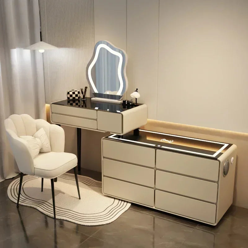 Tiroirs coffre vanité chaise miroir Mobile lumière Console Table Dressing moderne rangement Mesas De Maquiagem chambres meubles