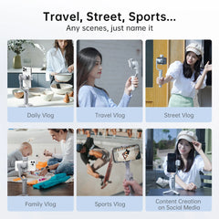 Hohem-iSteady Kit de recrutement Smartphone GimRh, Stabilisateur de détermination à 3 axes, Perche à selfie pour téléphone, Trépied avec lumière de remplissage magnétique, Séance vidéo