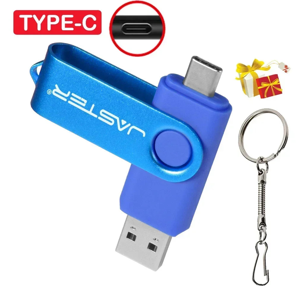 TYPE-C clé USB 128GB capacité réelle clé USB 64GB porte-clés gratuit clé mémoire cadeau d'affaires créatif rouge U disque bleu 32G