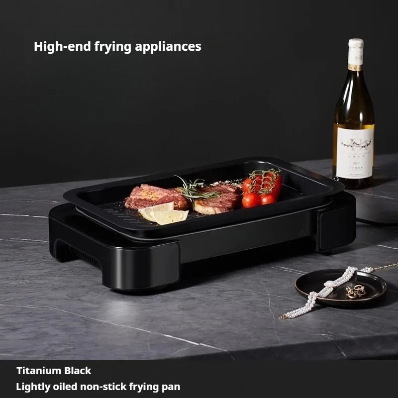 Poêle à gril électrique antiadhésive, plaque de cuisson pour usage domestique, plaque de rôtissage de poisson, appareil de cuisine de luxe léger