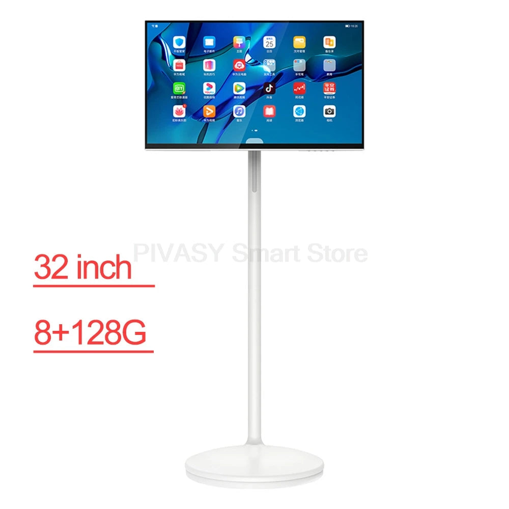 Support de télévision intelligent Android 32 pouces, écran tactile, batterie haute 10000mAH, 8 + 128G 4K UHD, dispositif rotatif, moniteur mobile pour salle de sport en direct