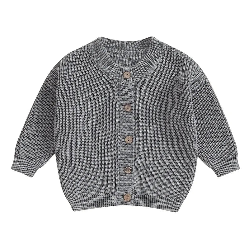 Pull chaud pour nouveau-né garçon et fille de 0 à 18 mois, manteaux, couleur unie, boutons amples, manches longues, tricot, Cardigan, automne