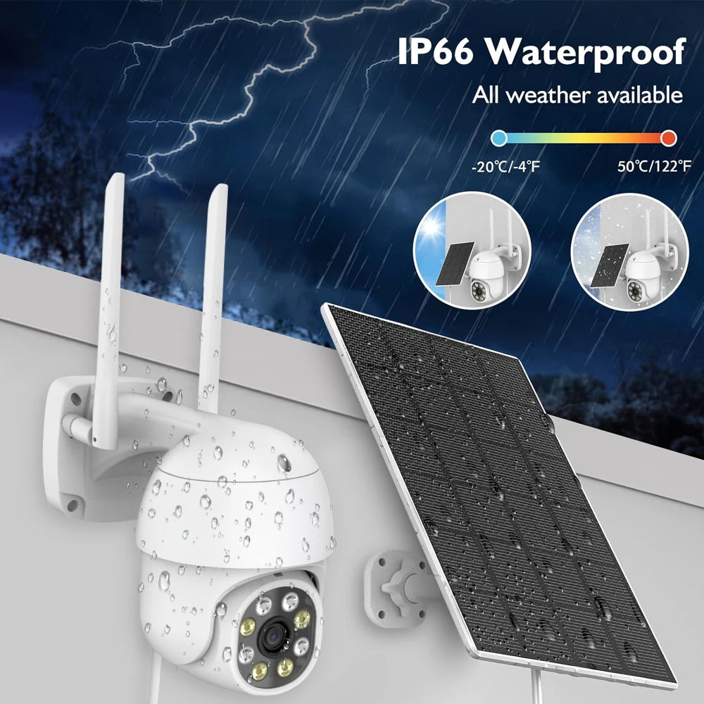 Tuya Smart Life APP 3MP WiFi batterie solaire suivi de mouvement Site patrouille PIR Surveillance sécurité extérieure PTZ couleur lumière caméra