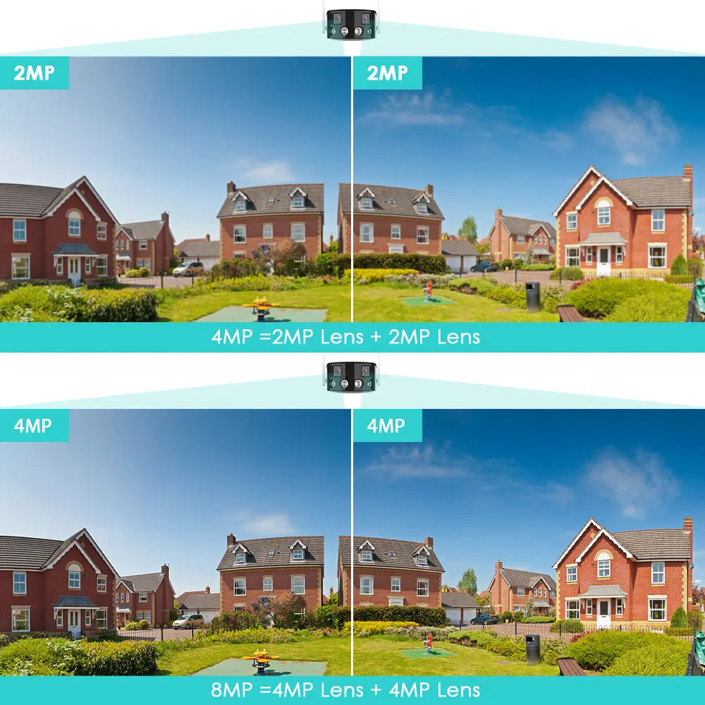 Caméra de Surveillance extérieure IP WiFi couleur 8MP/4MP, dispositif de sécurité sans fil, avec Vision nocturne et angle 180 °