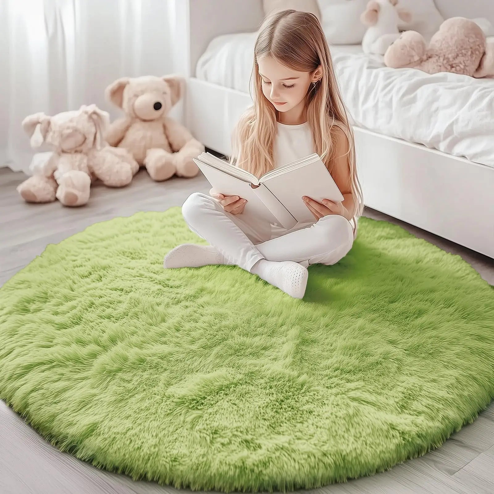 Olanly nouveaux tapis ronds en peluche pour salon tapis de chambre antidérapants tapis ronds lavables en Machine pour enfants décor à la maison esthétique